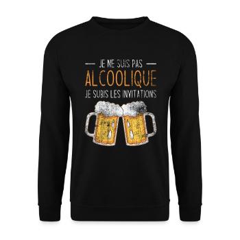 Je ne suis pas alcoolique je subis les invitations - Sweat-shirt Unisexe - noir - Devant - Alina (178cm) & Michal (187cm)