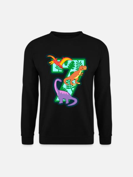 Dinosaurier 7. Geburtstagsparty Nummer 7 - 7 Jahre - Unisex Pullover - Schwarz