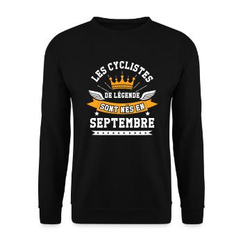 Les cyclistes de légende sont nés en septembre - Sweat-shirt Unisexe - noir - Devant - Alina (178cm) & Michal (187cm)