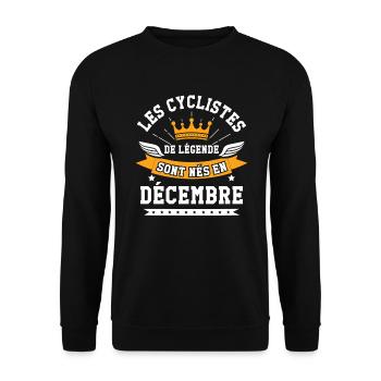 Les cyclistes de légende sont nés en décembre - Sweat-shirt Unisexe - noir - Devant - Alina (178cm) & Michal (187cm)