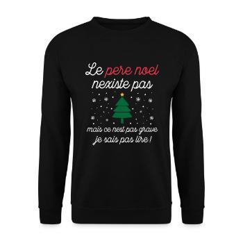 Le père noël n'existe pas - Sweat-shirt Unisexe - noir - Devant - Alina (178cm) & Michal (187cm)