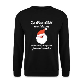 le père noël n'existe pas - Sweat-shirt Unisexe - noir - Devant - Alina (178cm) & Michal (187cm)