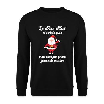 le père noël n'existe pas - Sweat-shirt Unisexe - noir - Devant - Alina (178cm) & Michal (187cm)
