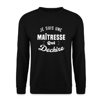 Je Suis Une Maîtresse Qui Déchire - Sweat-shirt Unisexe - noir - Devant - Alina (178cm) & Michal (187cm)