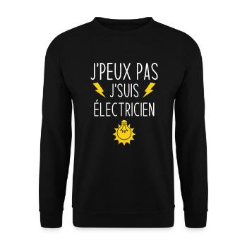 Ich kann nicht Ich bin Elektriker - Unisex Pullover - Schwarz - Vorne - Alina (178cm) & Michal (187cm)
