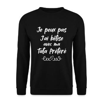 Ich kann nicht, ich habe Dummheit mit meiner Lieblingstata - Unisex Pullover - Schwarz - Vorne - Alina (178cm) & Michal (187cm)