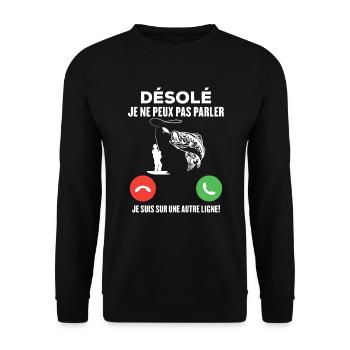 Je ne peux pas parler, je suis sur une autre ligne - Sweat-shirt Unisexe - noir - Devant - Alina (178cm) & Michal (187cm)