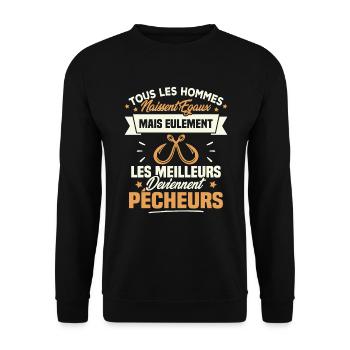 Les meilleurs hommes deviennent Pêcheurs - Sweat-shirt Unisexe - noir - Devant - Alina (178cm) & Michal (187cm)