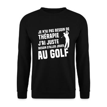 Thérapie golf - Humour cadeau golfeur - Sweat-shirt Unisexe - noir - Devant - Alina (178cm) & Michal (187cm)