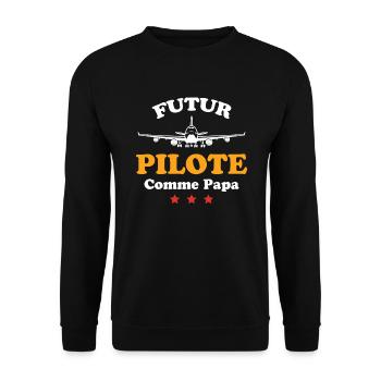 Futur pilote comme papa humour cadeau - Sweat-shirt Unisexe - noir - Devant - Alina (178cm) & Michal (187cm)