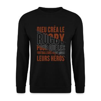 Dieu créa le rugby humour sport - Sweat-shirt Unisexe - noir - Devant - Alina (178cm) & Michal (187cm)