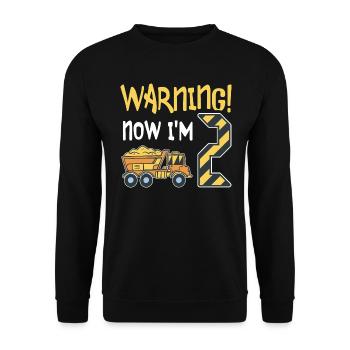2. Geburtstag Junge 2 Jahre alt Kipper Baustelle - Unisex Pullover - Schwarz - Vorne - Alina (178cm) & Michal (187cm)
