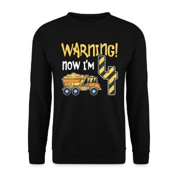 4. Geburtstag Junge 4 Jahre alt Kipper Baustelle - Unisex Pullover - Schwarz - Vorne - Alina (178cm) & Michal (187cm)