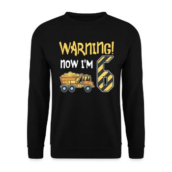 6. Geburtstag Junge 6 Jahre alt Kipper Baustelle - Unisex Pullover - Schwarz - Vorne - Alina (178cm) & Michal (187cm)