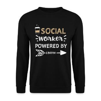 Social Worker Powered By Coffee - Unisex Sweatshirt - black - Front - Alina (178cm) & Michal (187cm)