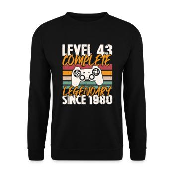 Birthday Gift, Level 43 Complete 1980 - Unisex Sweatshirt - black - Front - Alina (178cm) & Michal (187cm)