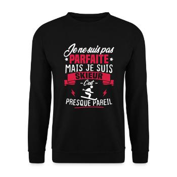 Pas parfaite mais je suis skieur - Sweat-shirt Unisexe - noir - Devant - Alina (178cm) & Michal (187cm)