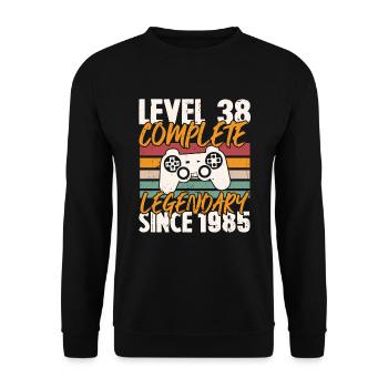 Birthday Gift, Level 38 Complete 1985 - Unisex Sweatshirt - black - Front - Alina (178cm) & Michal (187cm)