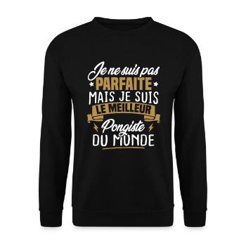 Pas parfaite mais le meilleur pongiste du monde - Sweat-shirt Unisexe - noir - Devant - Alina (178cm) & Michal (187cm)