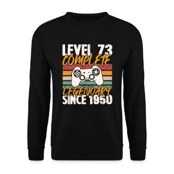 Cadeau d'anniversaire, Niveau 73 complete 1950 - Sweat-shirt Unisexe - noir - Devant - Alina (178cm) & Michal (187cm)