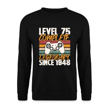 Birthday Present, Level 75 Complete 1948 - Unisex Sweatshirt - black - Front - Alina (178cm) & Michal (187cm)