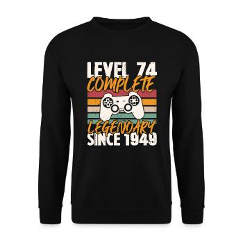 Birthday Present, Level 74 Complete 1949 - Unisex Sweatshirt - black - Front - Alina (178cm) & Michal (187cm)