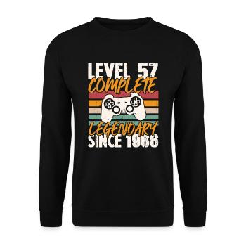 Cadeau d'anniversaire, Niveau 57 complete 1966 - Sweat-shirt Unisexe - noir - Devant - Alina (178cm) & Michal (187cm)