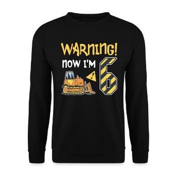 Planierraupe Geburtstag 6 Jahre Junge Bauarbeiter - Unisex Pullover - Schwarz - Vorne - Alina (178cm) & Michal (187cm)