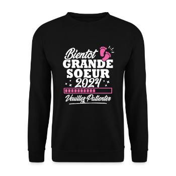 Bientôt grande soeur 2024 - Sweat-shirt Unisexe - noir - Devant - Alina (178cm) & Michal (187cm)