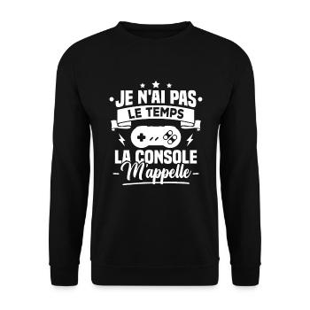 La console m'appelle - cadeau humour geek - Sweat-shirt Unisexe - noir - Devant - Alina (178cm) & Michal (187cm)