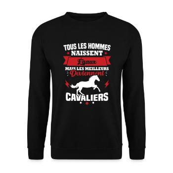 Les meilleurs hommes deviennent Cavaliers humour - Sweat-shirt Unisexe - noir - Devant - Alina (178cm) & Michal (187cm)