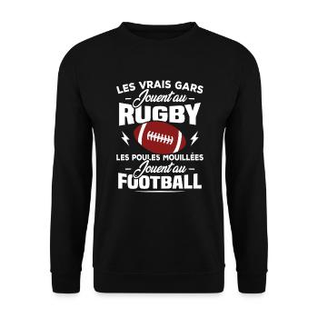 Les vrais gars jouent au rugby - Sweat-shirt Unisexe - noir - Devant - Alina (178cm) & Michal (187cm)