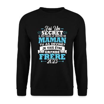 Je vais être grande frère 2023 - Sweat-shirt Unisexe - noir - Devant - Alina (178cm) & Michal (187cm)
