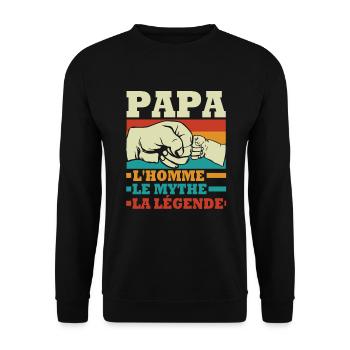 Papa L'homme Le mythe La Légende - Sweat-shirt Unisexe - noir - Devant - Alina (178cm) & Michal (187cm)