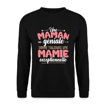 Maman géniale donne toujours mamie exceptionelle - Sweat-shirt Unisexe - noir - Devant - Alina (178cm) & Michal (187cm)