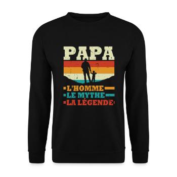 Papa L'homme Le mythe La Légende - Sweat-shirt Unisexe - noir - Devant - Alina (178cm) & Michal (187cm)