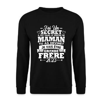 Je vais être grande frère 2023 - Sweat-shirt Unisexe - noir - Devant - Alina (178cm) & Michal (187cm)