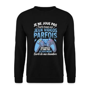 Je ne joue pas tout le temps aux jeux vidéos - Sweat-shirt Unisexe - noir - Devant - Alina (178cm) & Michal (187cm)
