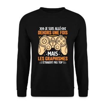 Humour cadeau console graphisme jeux vidéo - Sweat-shirt Unisexe - noir - Devant - Alina (178cm) & Michal (187cm)