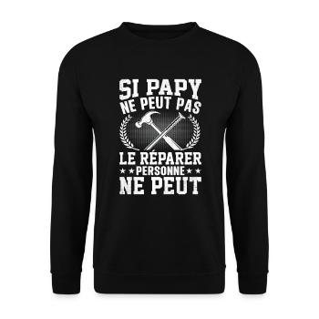 Si papy ne peut pas le réparer personne ne peut - Sweat-shirt Unisexe - noir - Devant - Alina (178cm) & Michal (187cm)