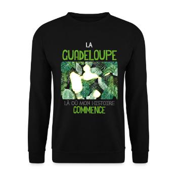 La Guadeloupe là où mon histoire commence - Sweat-shirt Unisexe - noir - Devant - Alina (178cm) & Michal (187cm)