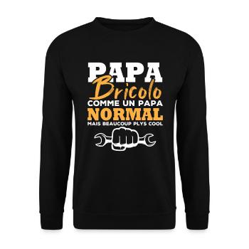 Papa bricolo comme un papa normal - Sweat-shirt Unisexe - noir - Devant - Alina (178cm) & Michal (187cm)
