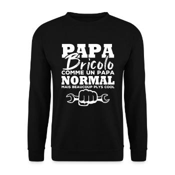 Papa bricolo comme un papa normal - Sweat-shirt Unisexe - noir - Devant - Alina (178cm) & Michal (187cm)