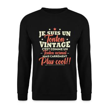 Je suis tonton vintage c'est comme tonton normal - Sweat-shirt Unisexe - noir - Devant - Alina (178cm) & Michal (187cm)