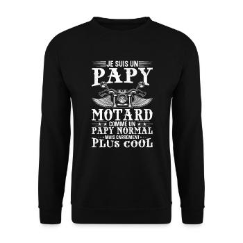 Je suis un papy motard comme un papy normal - Sweat-shirt Unisexe - noir - Devant - Alina (178cm) & Michal (187cm)