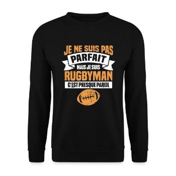 Pas parfait mais je suis rugbyman - Sweat-shirt Unisexe - noir - Devant - Alina (178cm) & Michal (187cm)