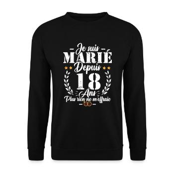 Je suis marié depuis 18 ans, Cadeau 18 mariage - Sweat-shirt Unisexe - noir - Devant - Alina (178cm) & Michal (187cm)