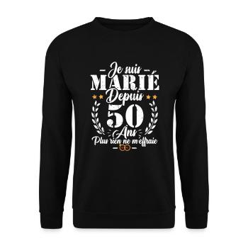 Je suis marié depuis 50 ans, Cadeau 50 mariage - Sweat-shirt Unisexe - noir - Devant - Alina (178cm) & Michal (187cm)
