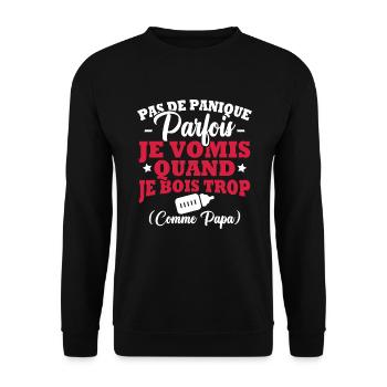 Parfois je vomis quand je bois trop comme papa - Sweat-shirt Unisexe - noir - Devant - Alina (178cm) & Michal (187cm)