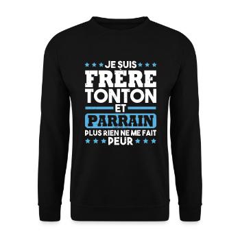 Frère tonton et Parrain - Sweat-shirt Unisexe - noir - Devant - Alina (178cm) & Michal (187cm)